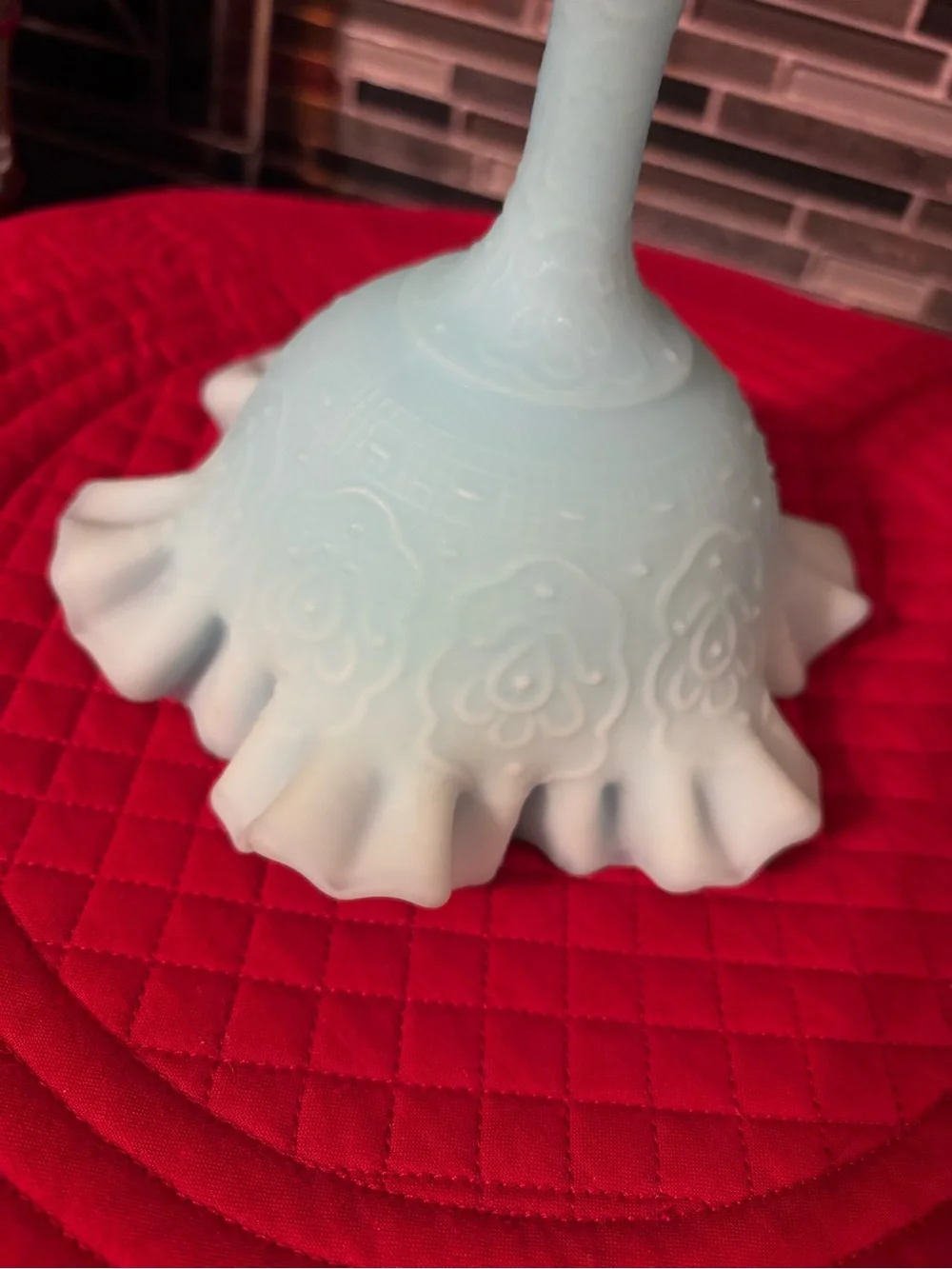 Vintage Baby Blue Glass Ruffled Compote Bowl Candy Dish